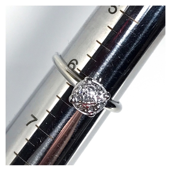 14KT GYPSY SET DIAMOND MID CENTURY MODERN SOLID WHITE GOLD RING - Picture 12 of 13